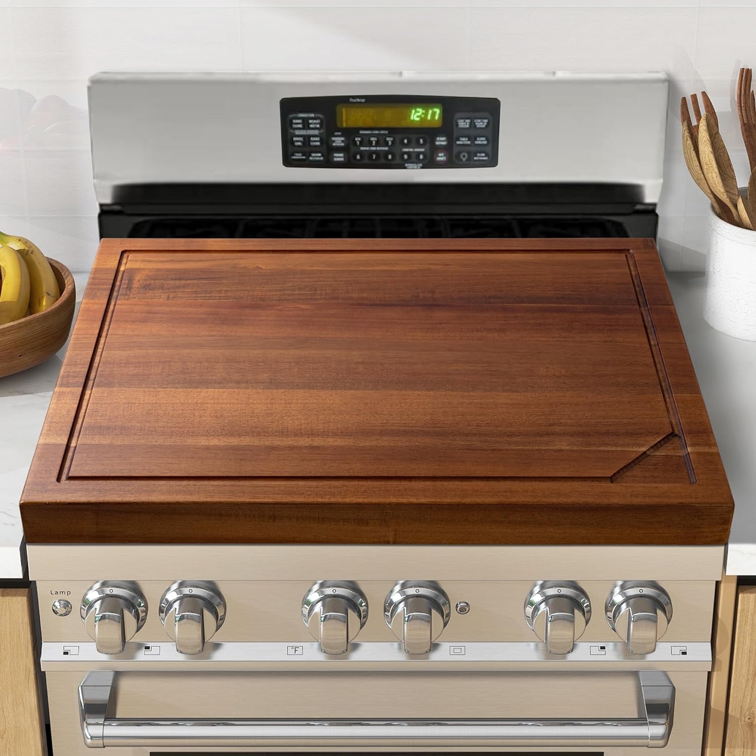 Noodle Board Stove Top Cover — Acacia Wood